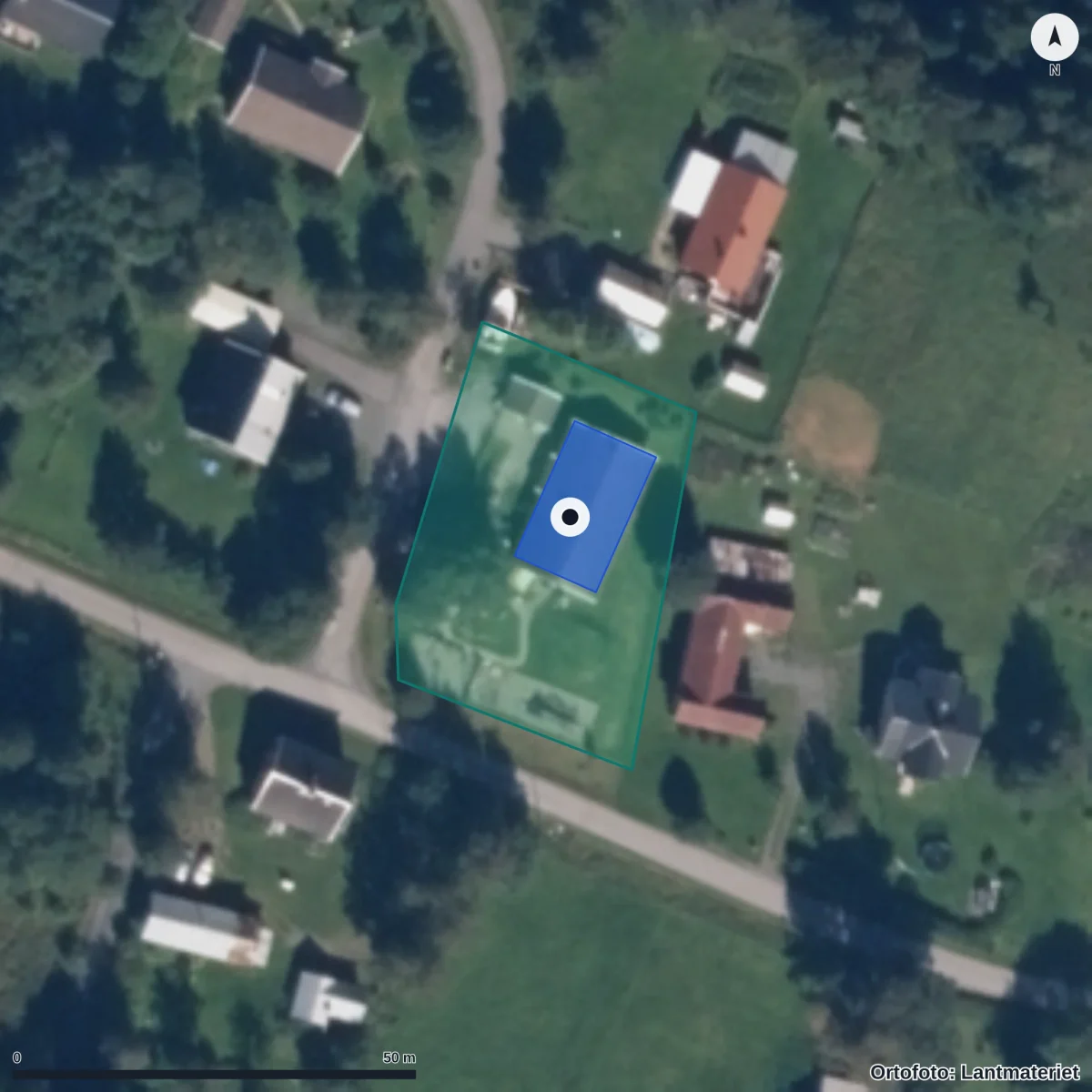 Flygbild över Mattmars Förskola, ortofoto från Lantmäteriet