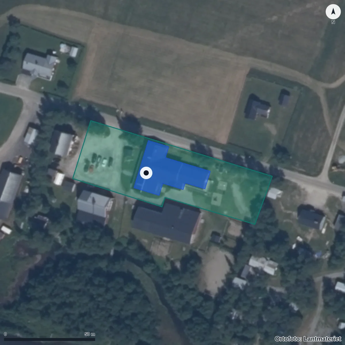 Aerial view of Ljungdalens Förskola, orthophoto from Lantmäteriet