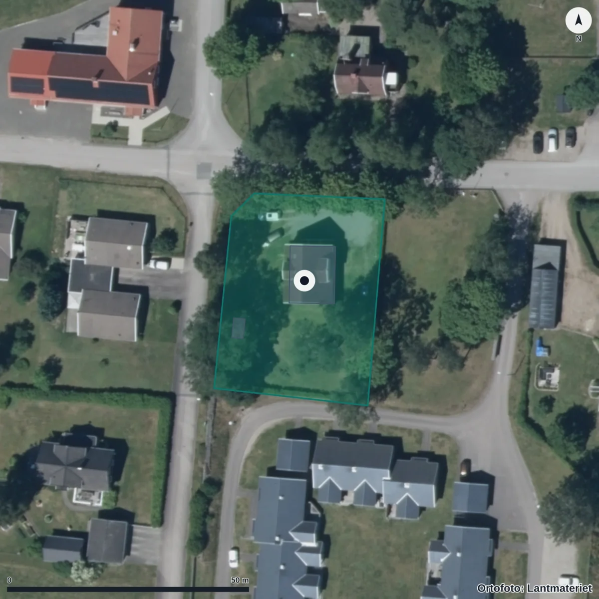 Aerial view of Agunnaryds Förskola, orthophoto from Lantmäteriet