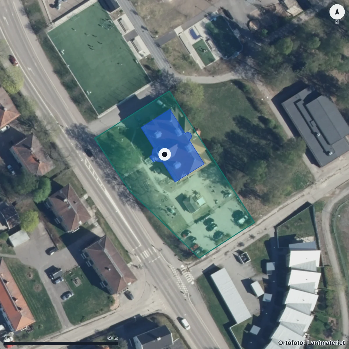 Flygbild över Äventyret, ortofoto från Lantmäteriet