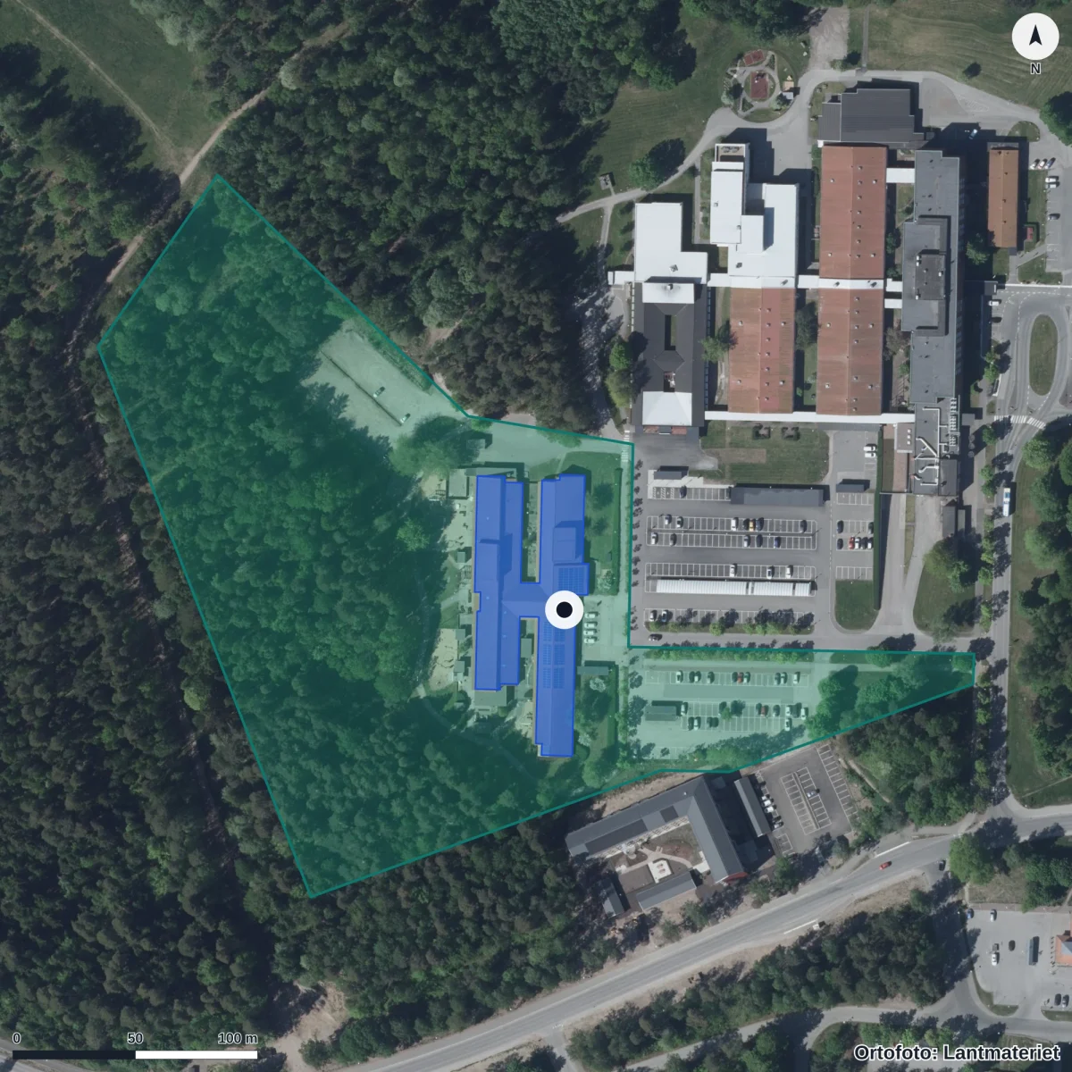 Aerial view of Kompassen, orthophoto from Lantmäteriet