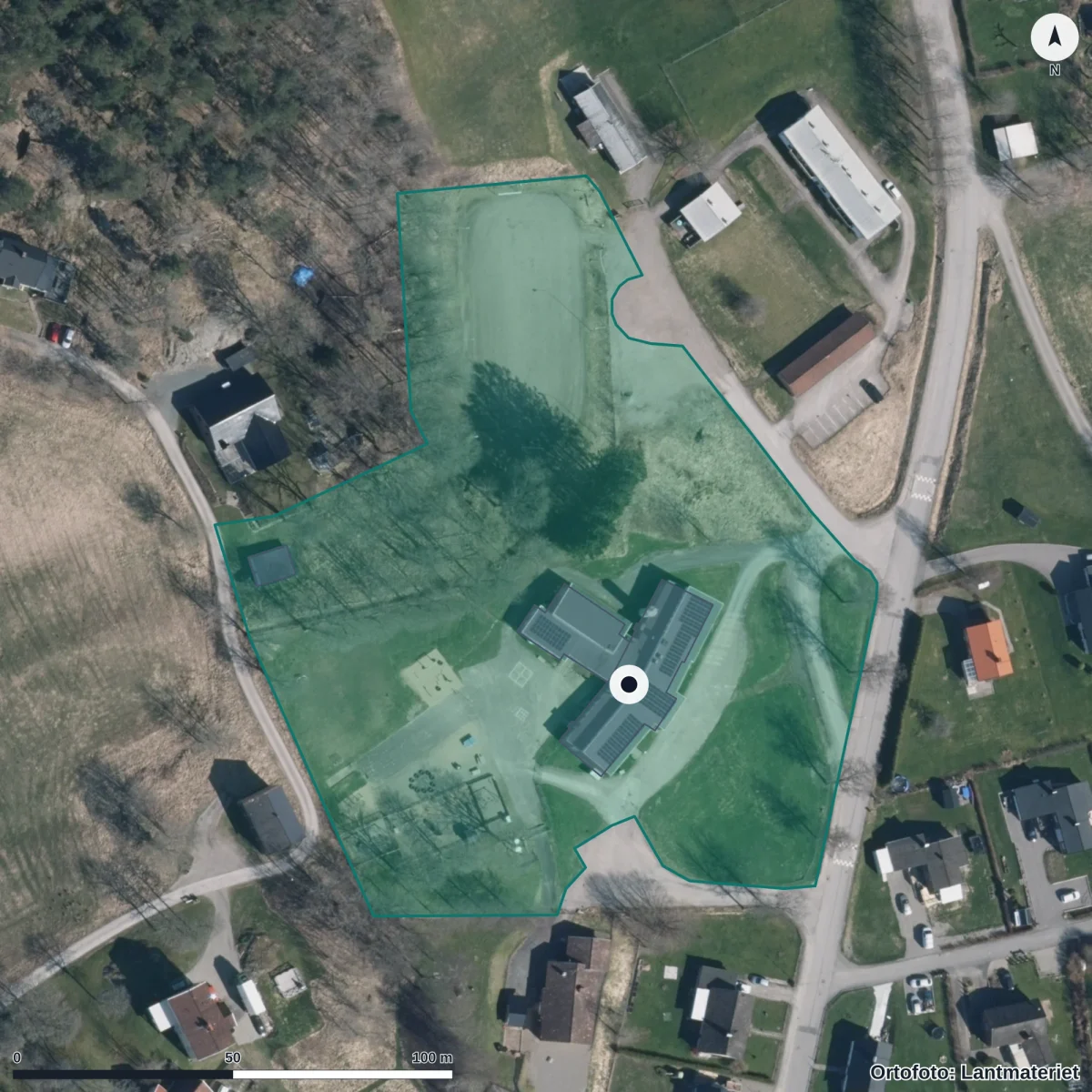 Aerial view of Kyrkvägens Förskola, orthophoto from Lantmäteriet