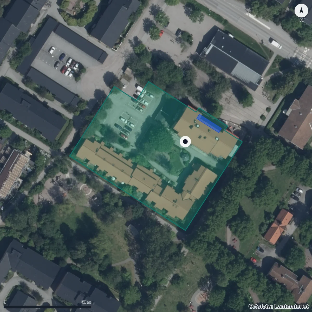 Flygbild över Ekeby Förskola ,c Företaget,, ortofoto från Lantmäteriet