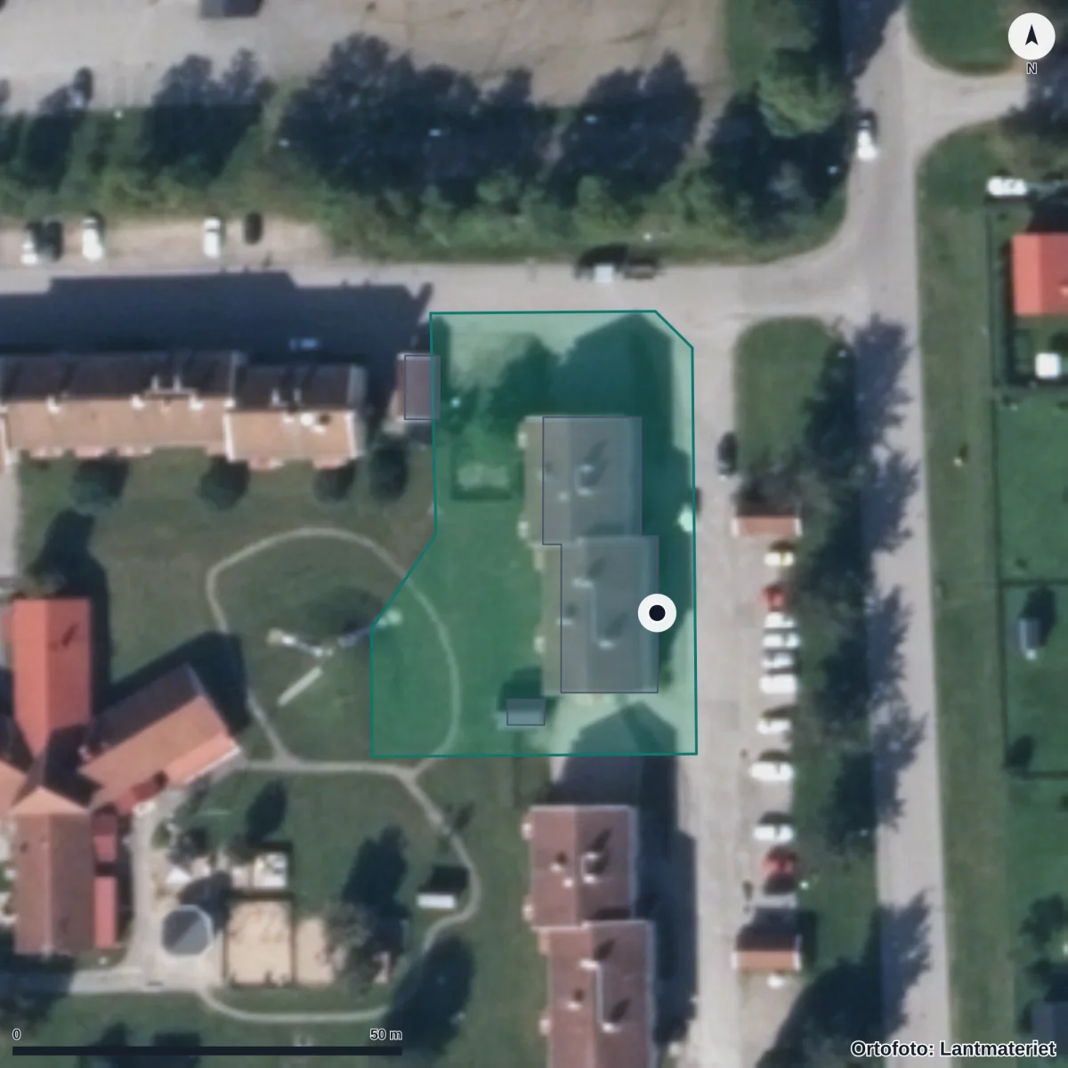 Aerial view of Änglagården, orthophoto from Lantmäteriet