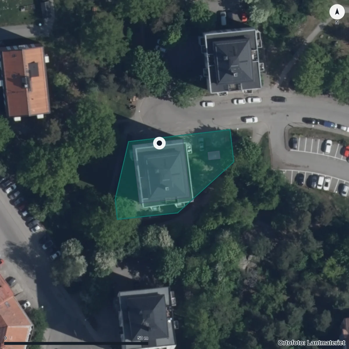 Flygbild över Förskolan Hoppetossa Risgrynet, ortofoto från Lantmäteriet