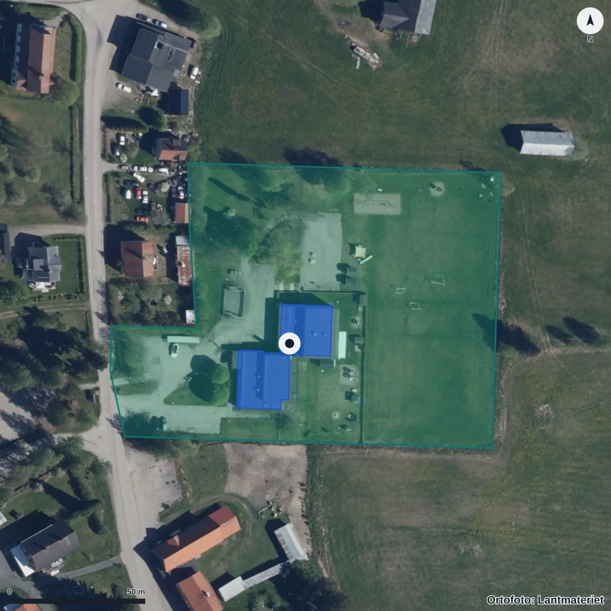 Aerial view of Lingbo Förskola, orthophoto from Lantmäteriet