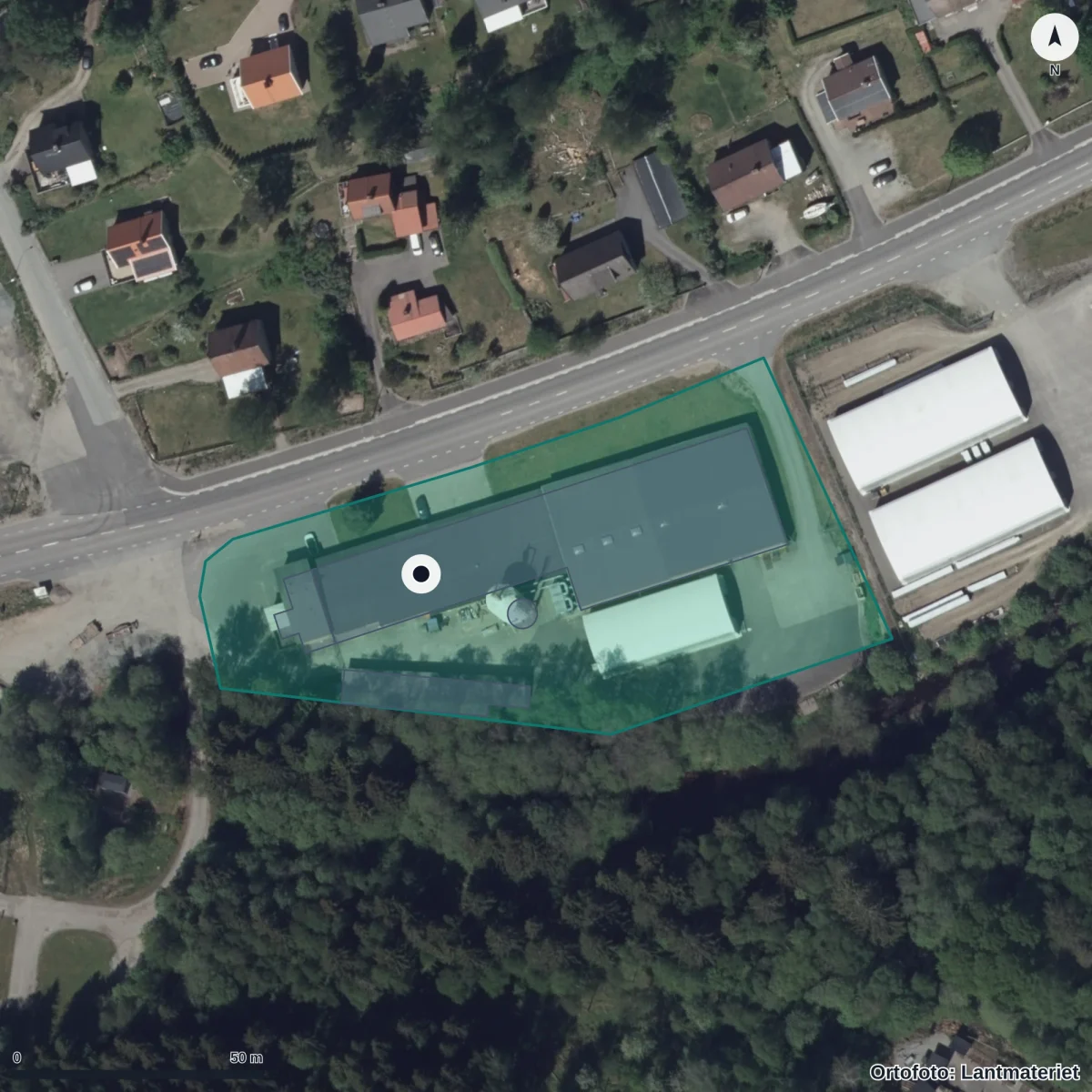 Flygbild över Sörån, ortofoto från Lantmäteriet