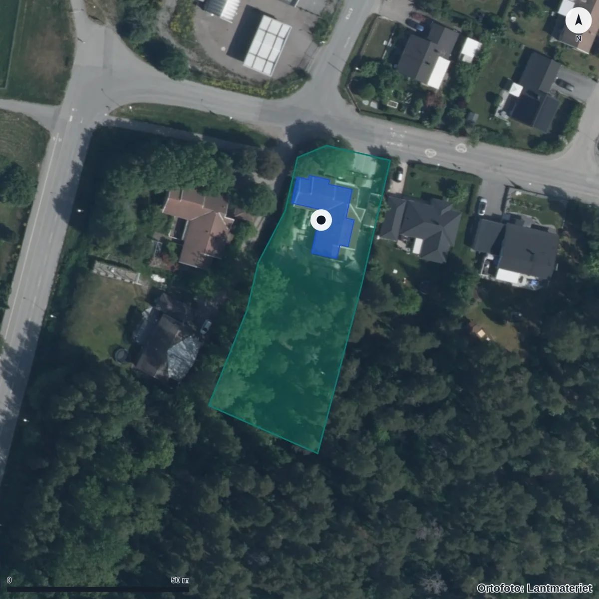 Flygbild över Pärlan, Kungsängens Intresseföreing För Montessori, ortofoto från Lantmäteriet