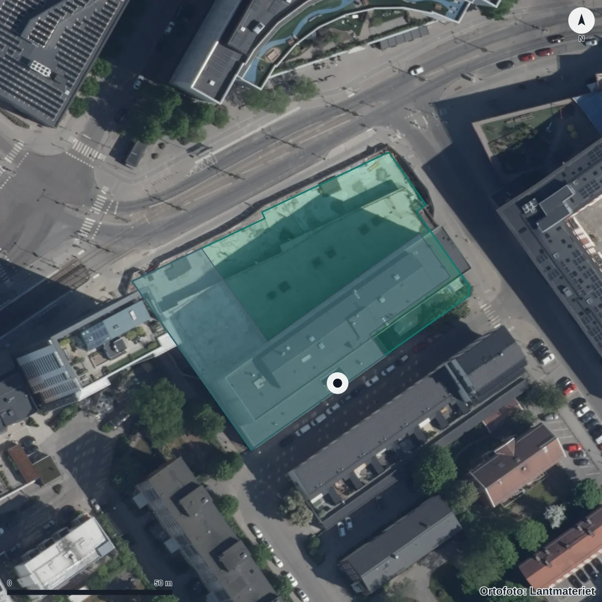 Flygbild över Lysande Förskola, ortofoto från Lantmäteriet