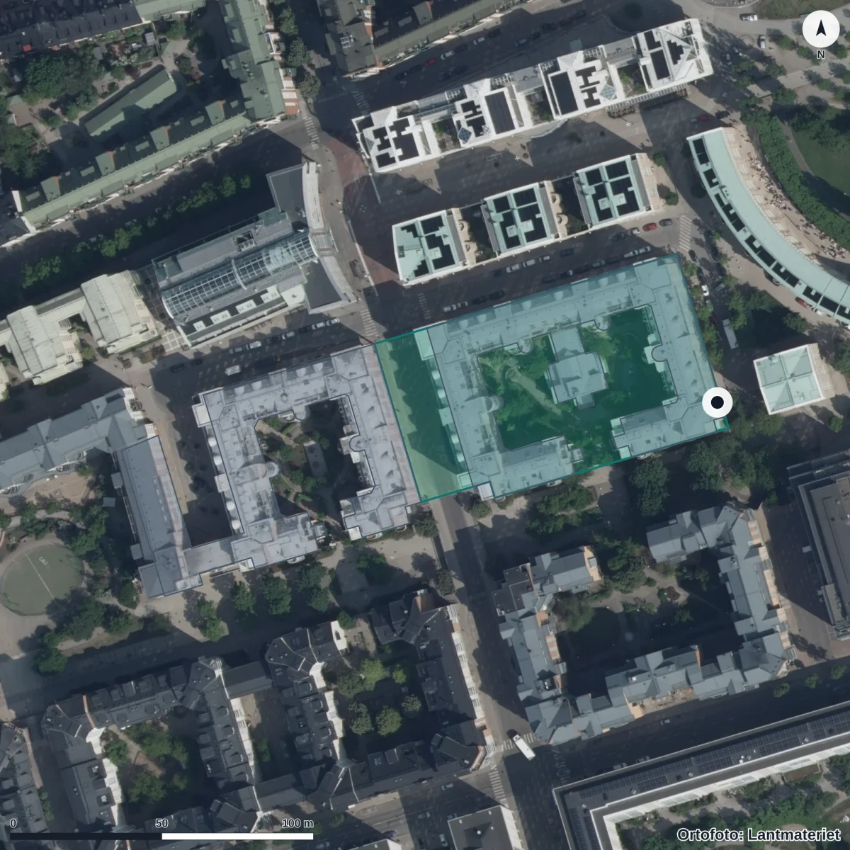 Aerial view of Förskolan Kompiskraft, orthophoto from Lantmäteriet