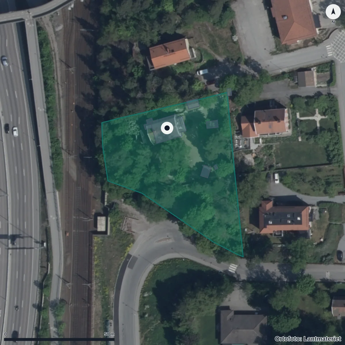 Flygbild över Förskolan Villa Solvi AB, ortofoto från Lantmäteriet