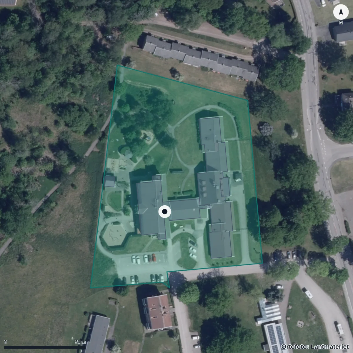 Aerial view of Alsterbro Förskola, orthophoto from Lantmäteriet