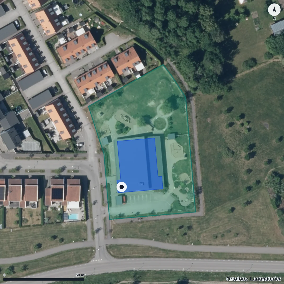 Flygbild över Juvelen, ortofoto från Lantmäteriet