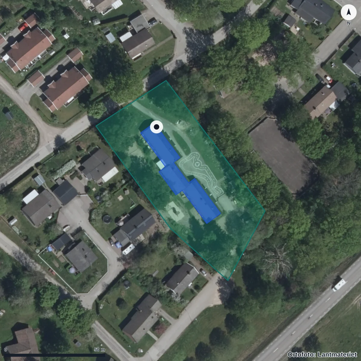 Aerial view of Fågelås Föräldrakoop. Ek För, orthophoto from Lantmäteriet
