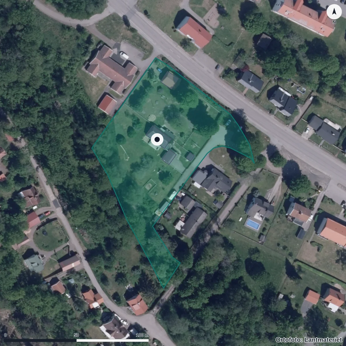 Flygbild över Prästkragen, ortofoto från Lantmäteriet