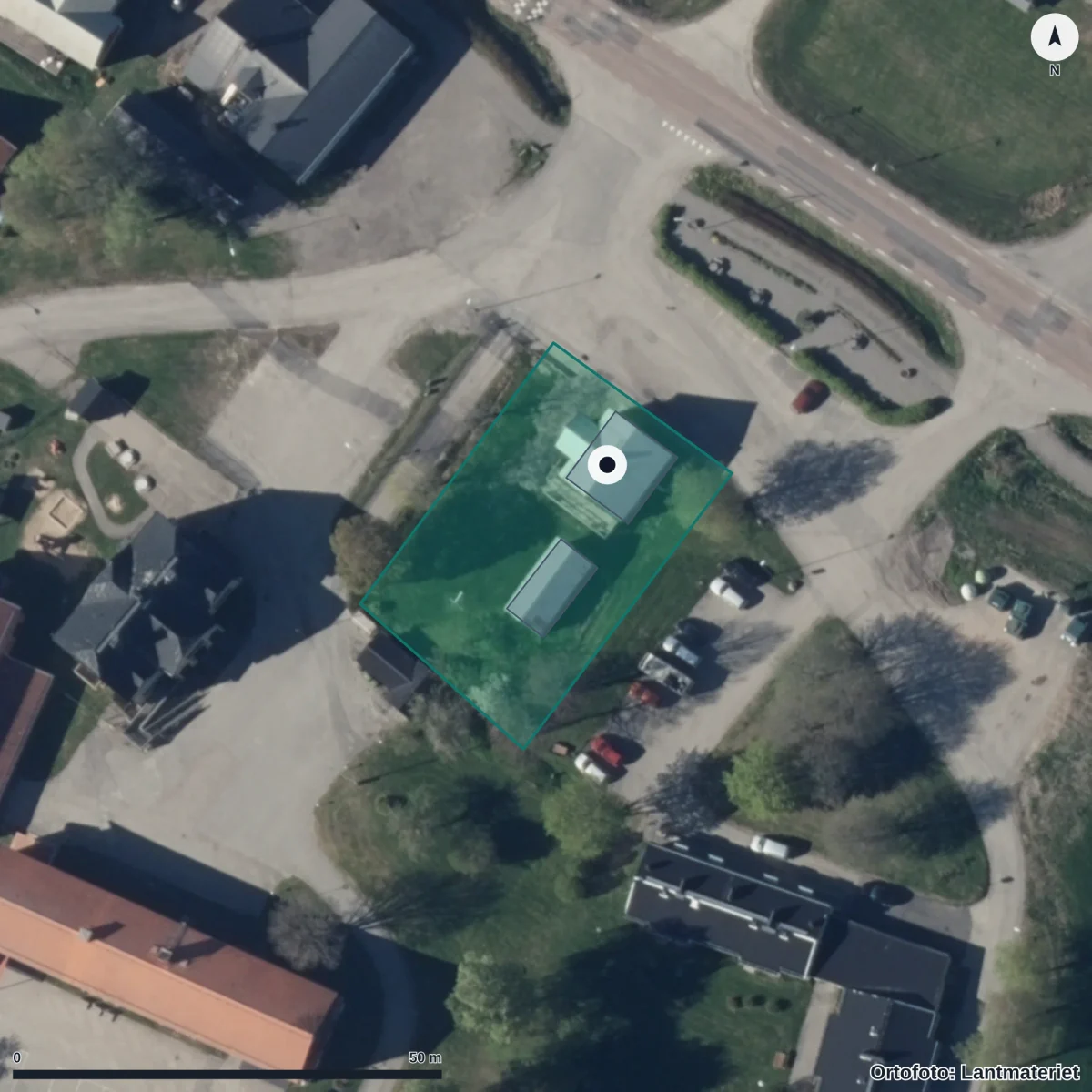 Aerial view of Trönö Förskola, orthophoto from Lantmäteriet