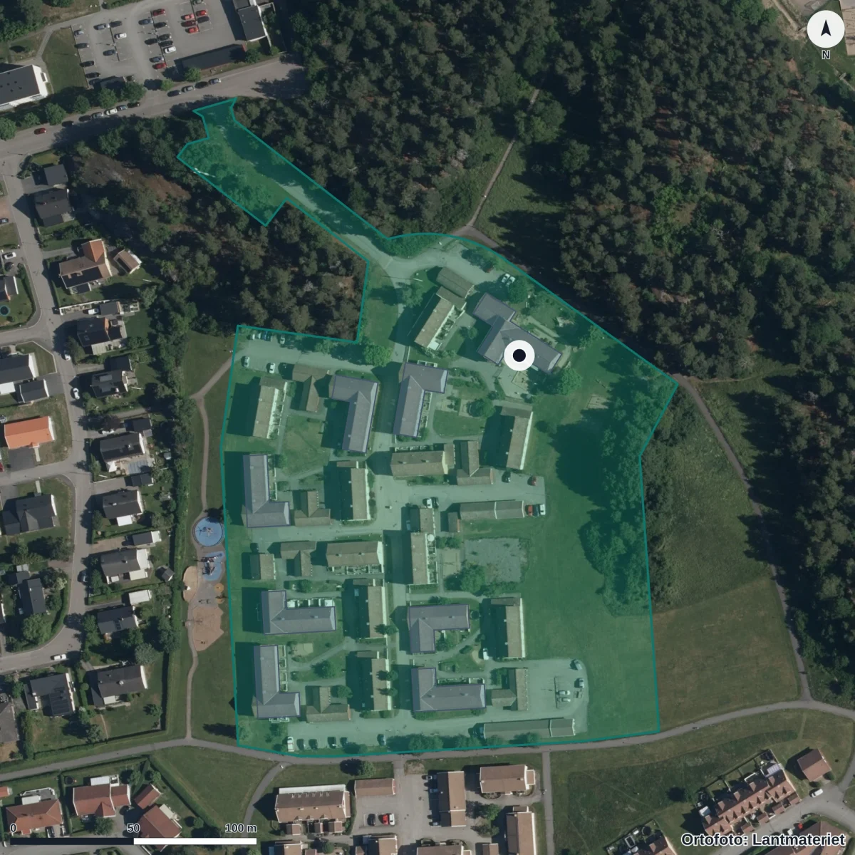Flygbild över Havskorallen, ortofoto från Lantmäteriet