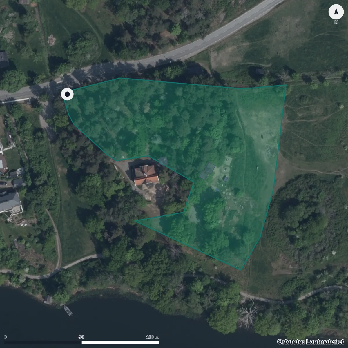 Aerial view of Rudalid Montessoriförskola, orthophoto from Lantmäteriet