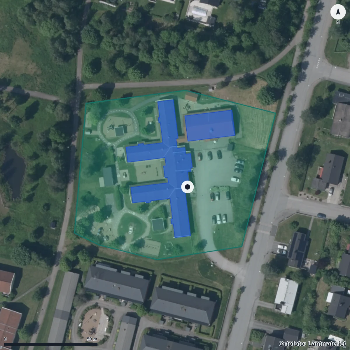 Aerial view of Förskolan Spången, orthophoto from Lantmäteriet