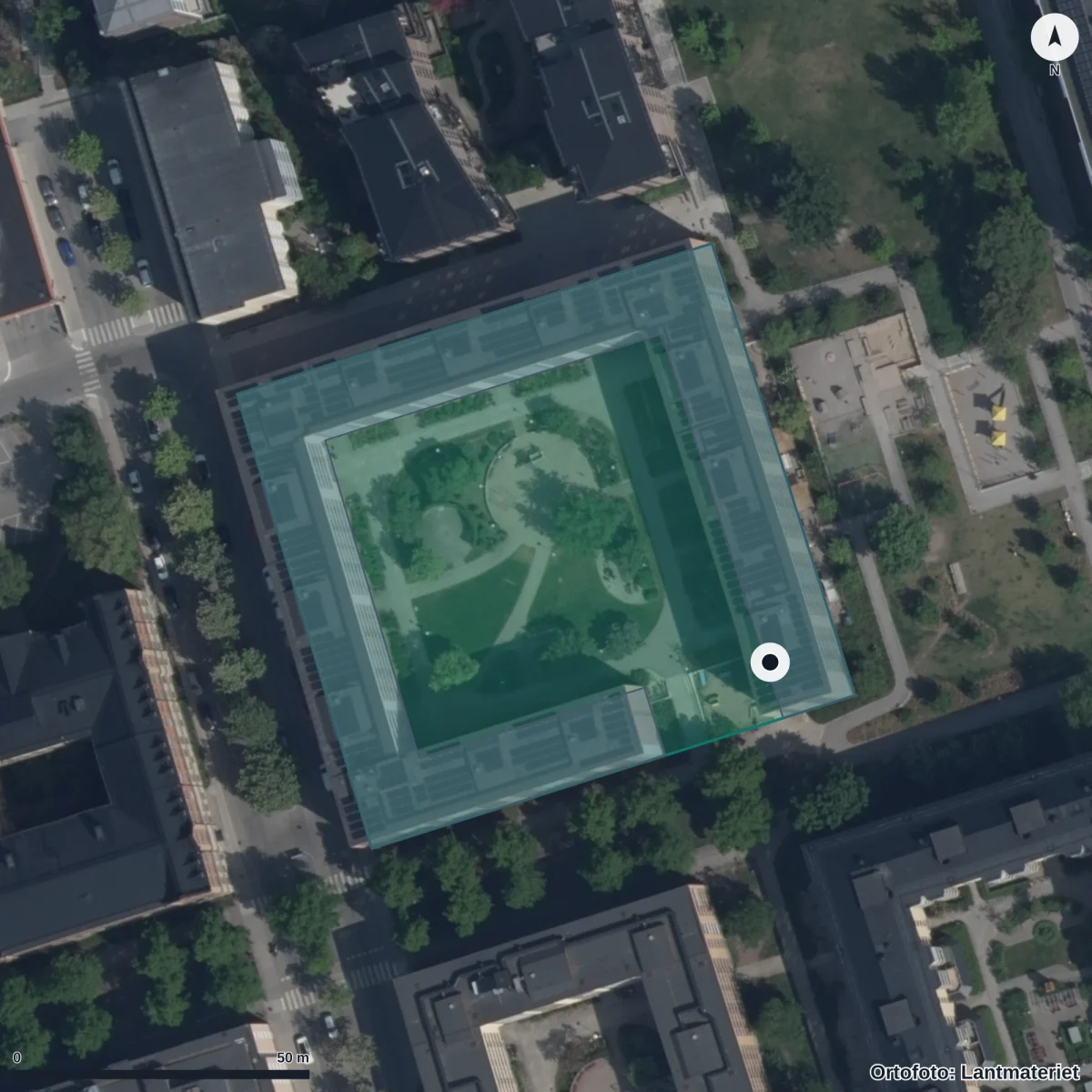 Flygbild över Förskolan I-or, ortofoto från Lantmäteriet