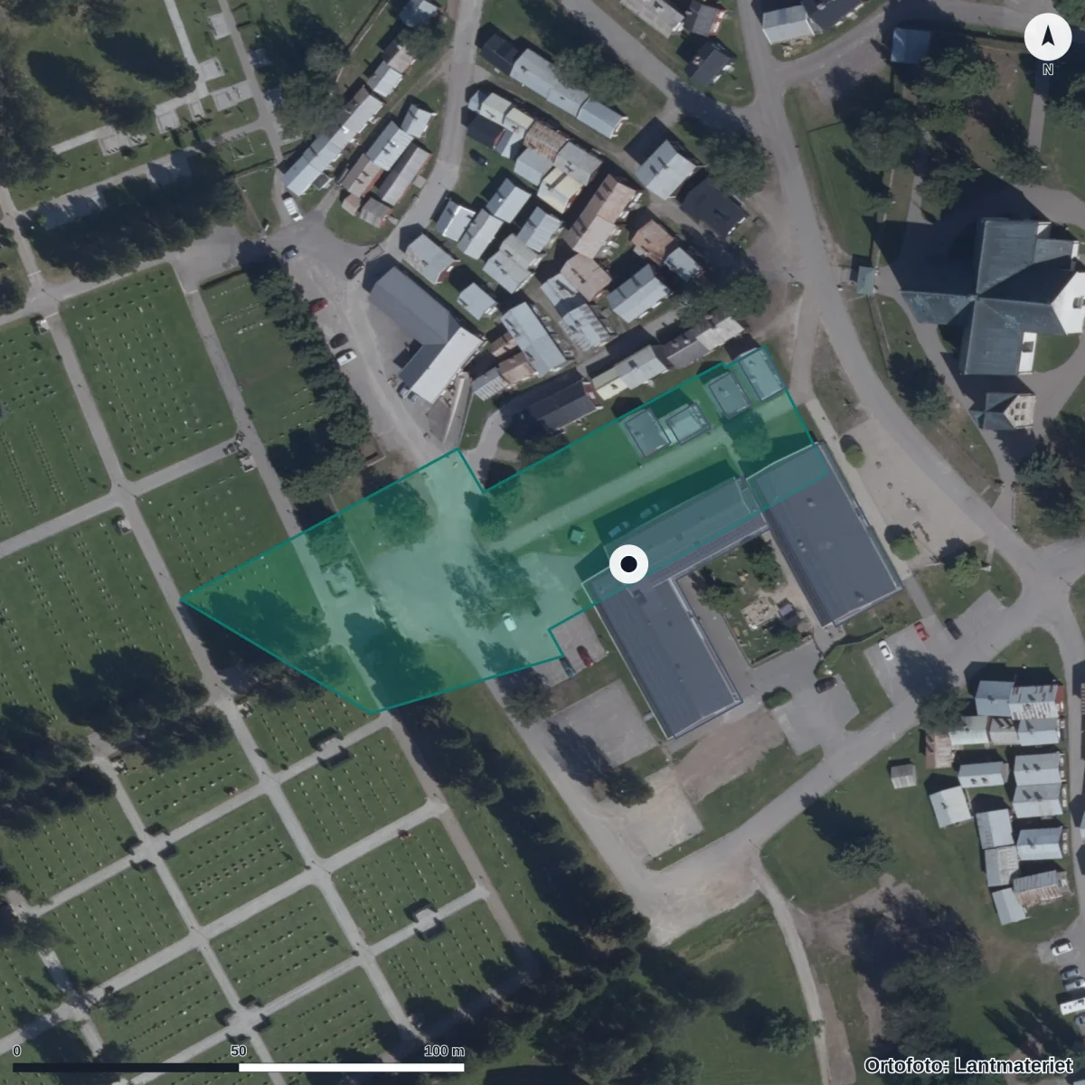 Aerial view of Lyckobackens Förskola, orthophoto from Lantmäteriet