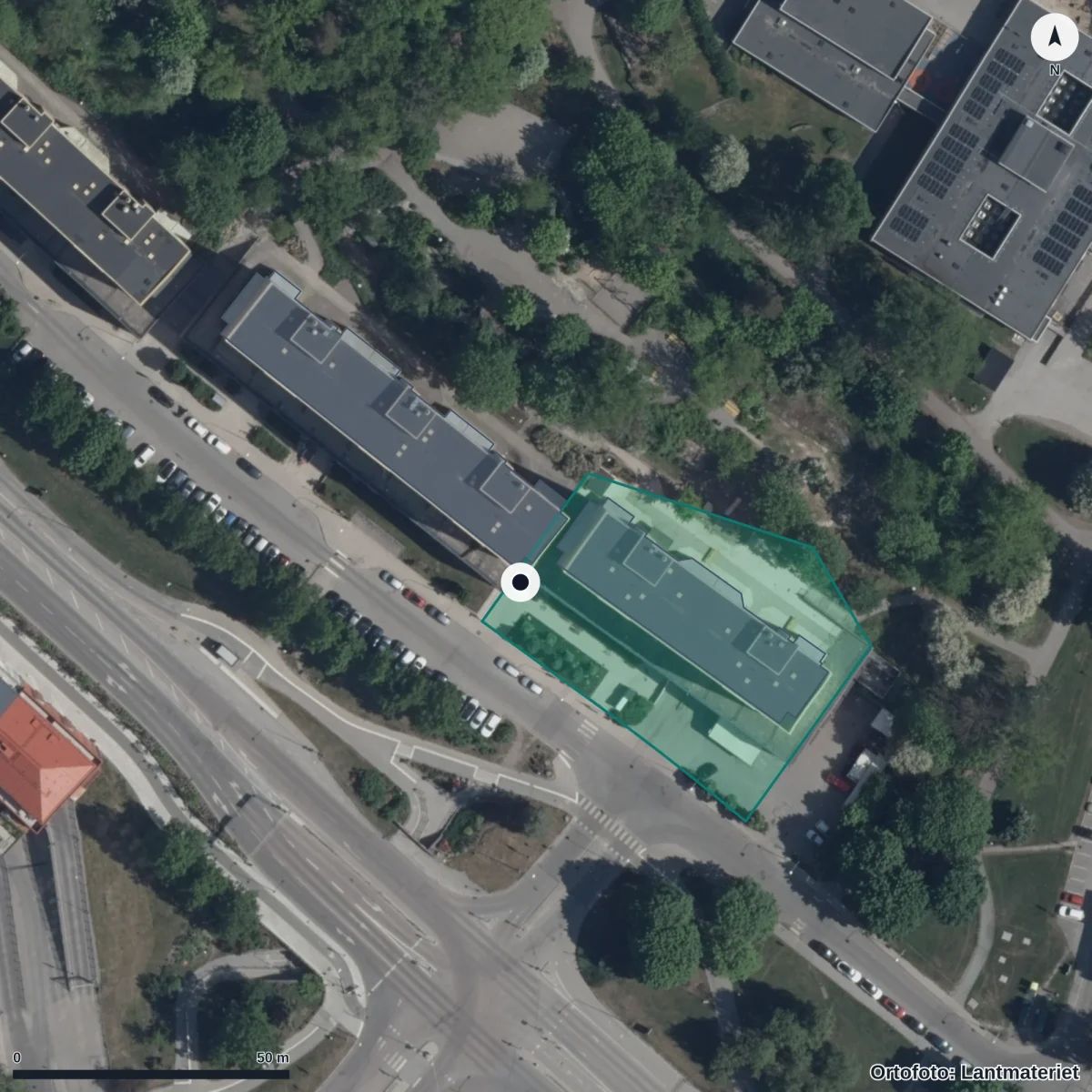 Aerial view of Andante Västra Vägen, orthophoto from Lantmäteriet