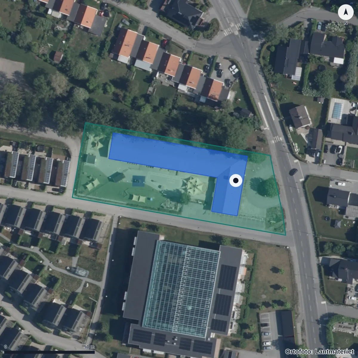 Flygbild över Pysslingen Hovslagaren, ortofoto från Lantmäteriet