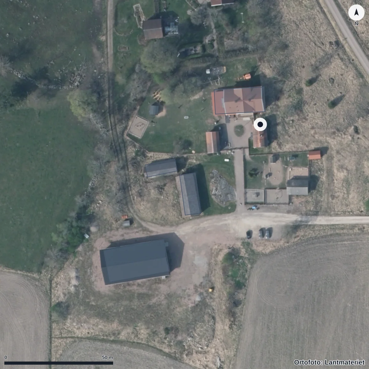 Aerial view of Sörgårdens Förskola, orthophoto from Lantmäteriet