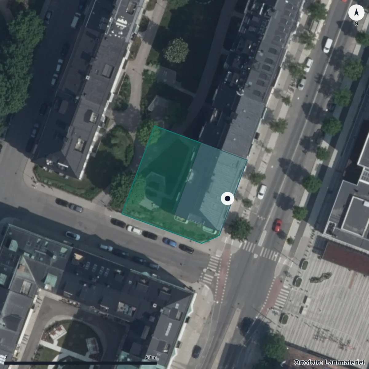 Flygbild över Förskolan Entill Crocodill, ortofoto från Lantmäteriet