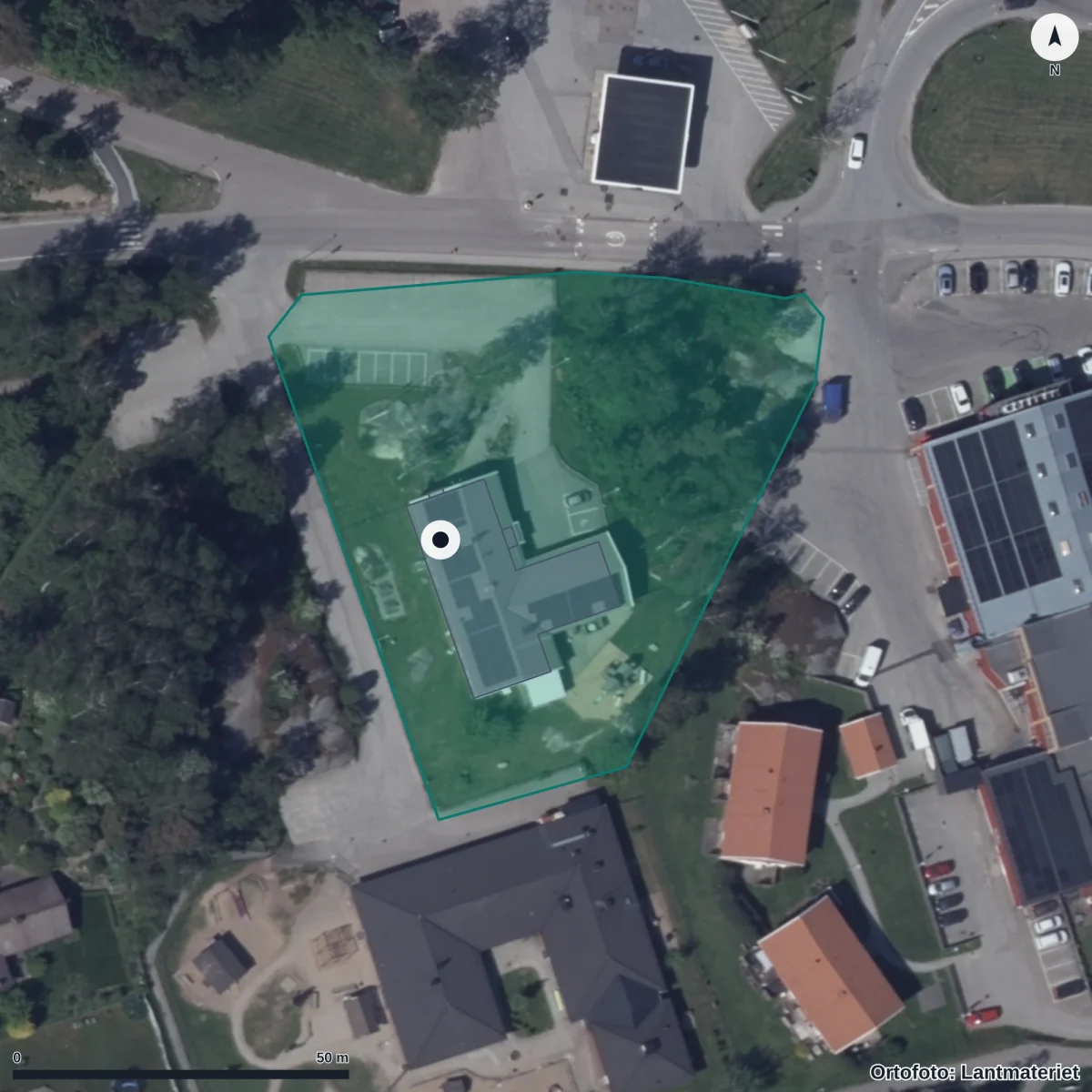 Aerial view of Myggenäs Förskola, orthophoto from Lantmäteriet