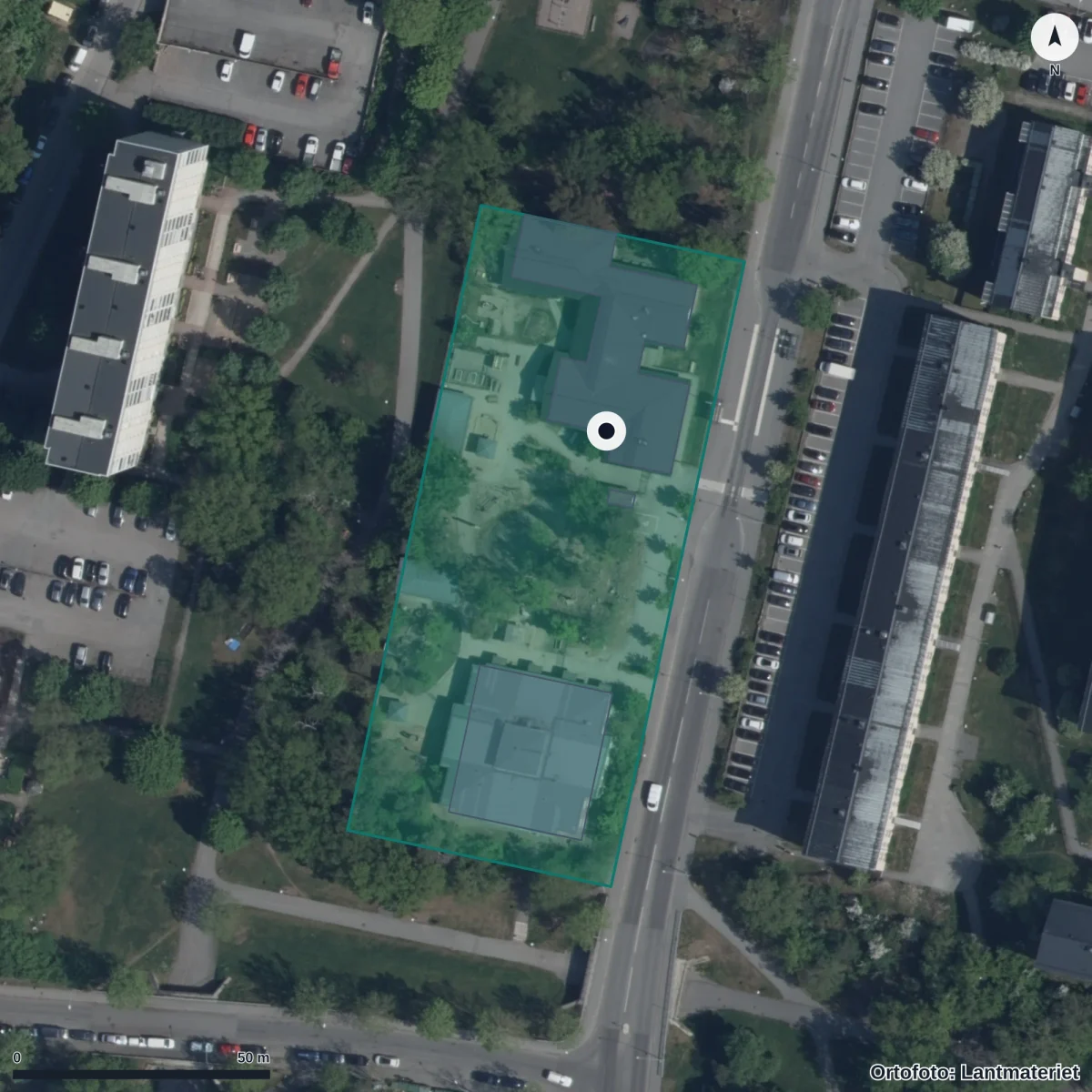 Flygbild över Förskolan Kåsan I Ur Och Skur, ortofoto från Lantmäteriet