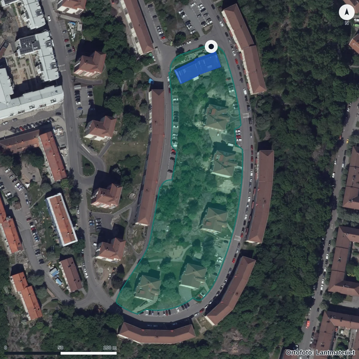 Aerial view of Kattfoten, orthophoto from Lantmäteriet