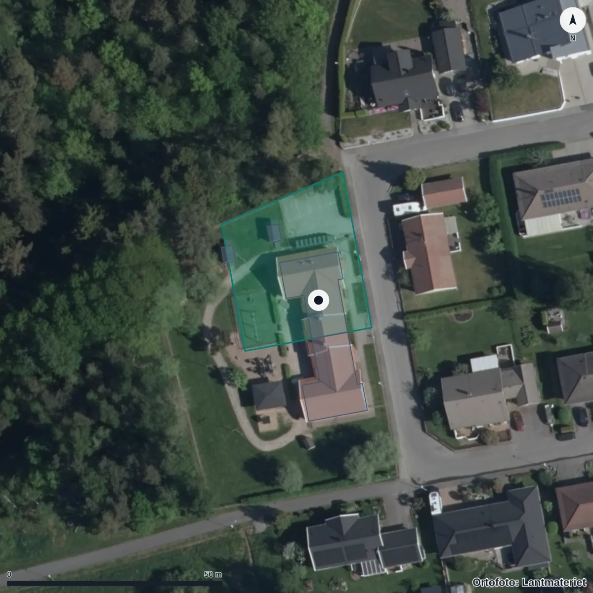 Aerial view of Förskolan Fibblan, orthophoto from Lantmäteriet