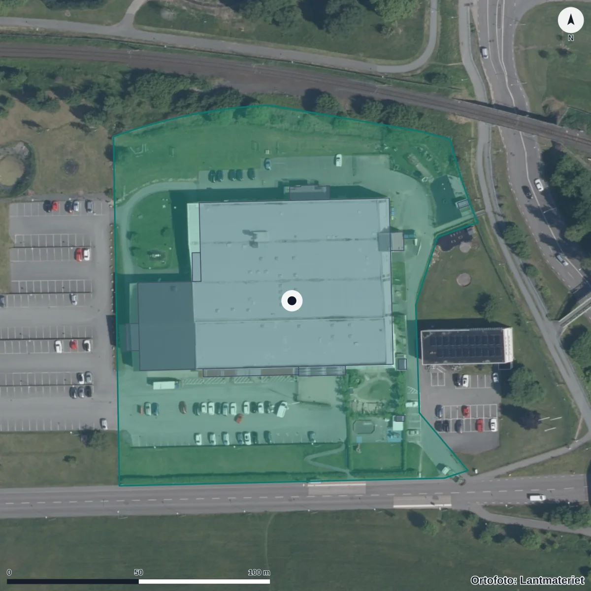 Aerial view of Stiftelsen Kungsportens Förskola, orthophoto from Lantmäteriet