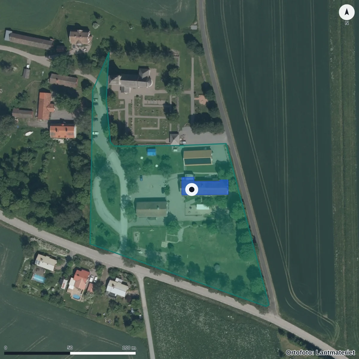 Aerial view of Balingsta Förskola, orthophoto from Lantmäteriet