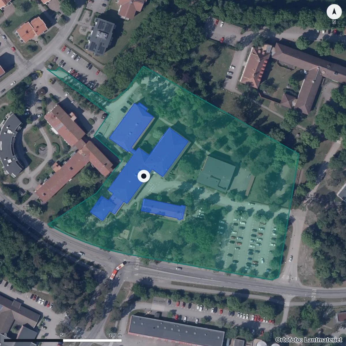 Aerial view of Förskolan Ekan, orthophoto from Lantmäteriet
