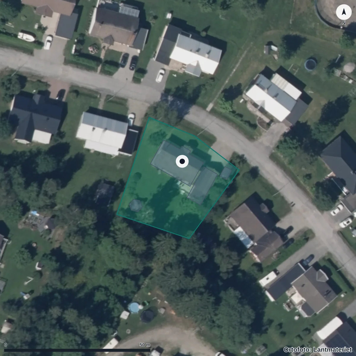 Flygbild över Duvans Förskola, ortofoto från Lantmäteriet