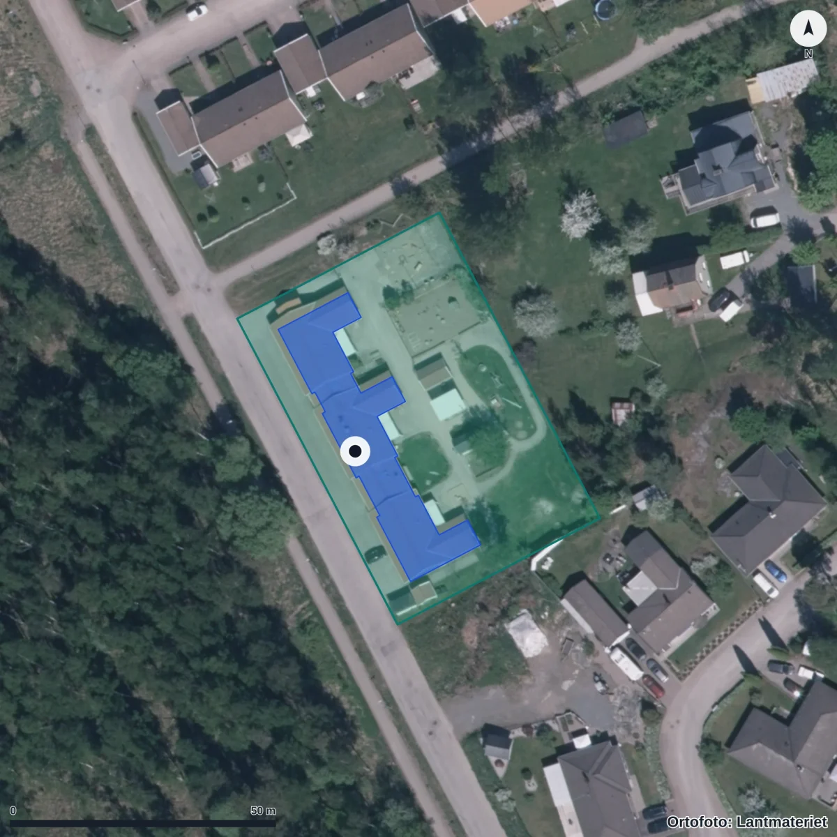 Flygbild över Kyrkmyren, ortofoto från Lantmäteriet