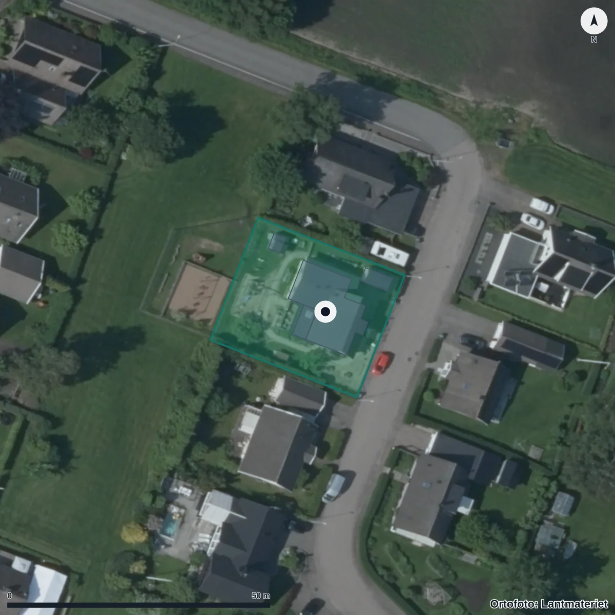 Aerial view of Solgläntans Förskola, orthophoto from Lantmäteriet