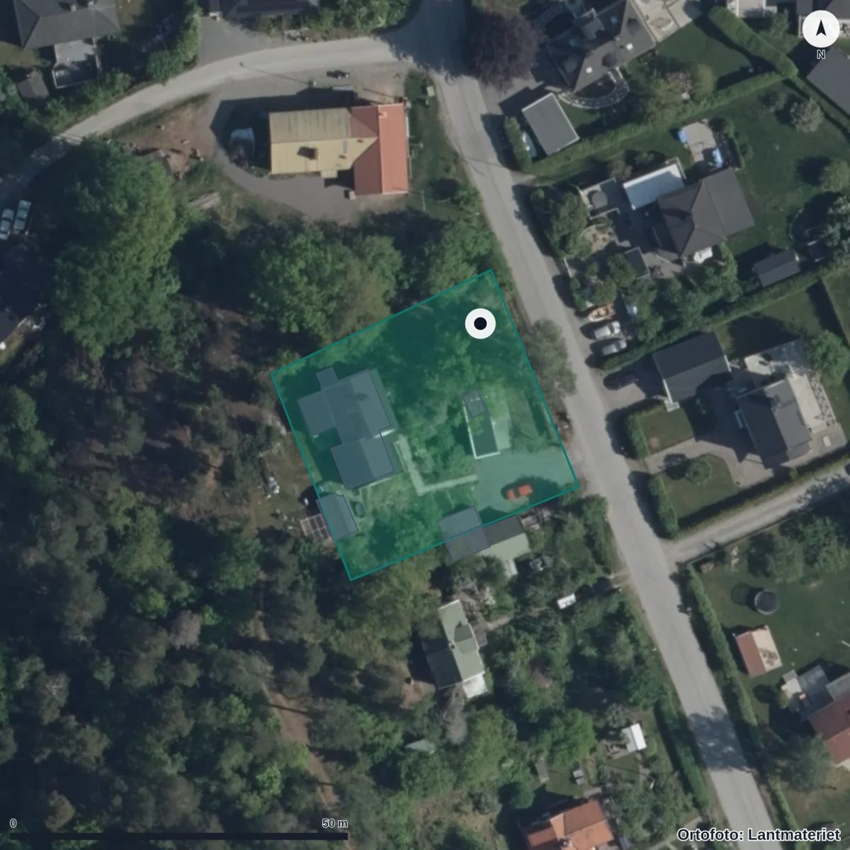 Flygbild över Förskolan Bubblan, ortofoto från Lantmäteriet
