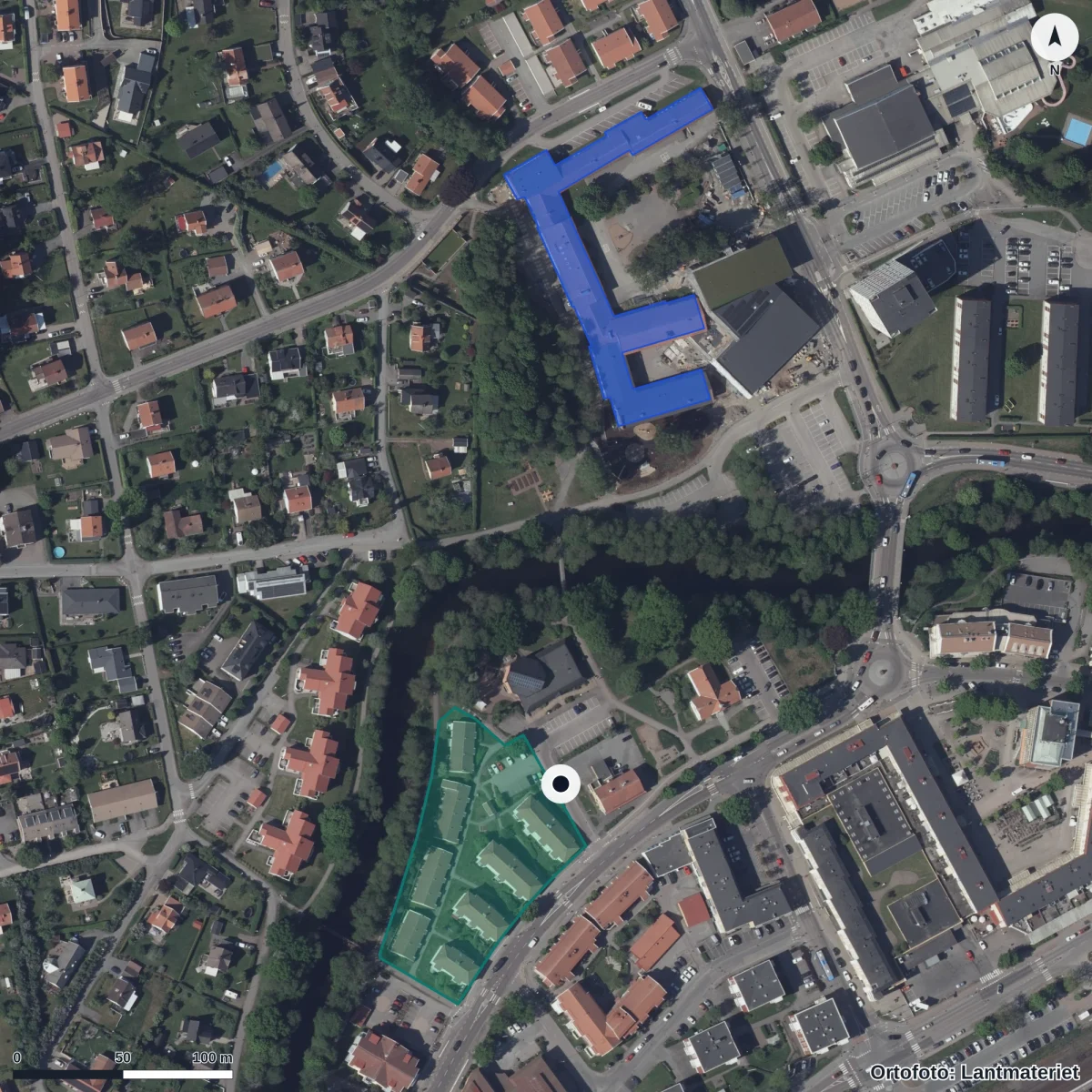 Aerial view of Förskolan Pärlan Ekonomisk Förening, orthophoto from Lantmäteriet