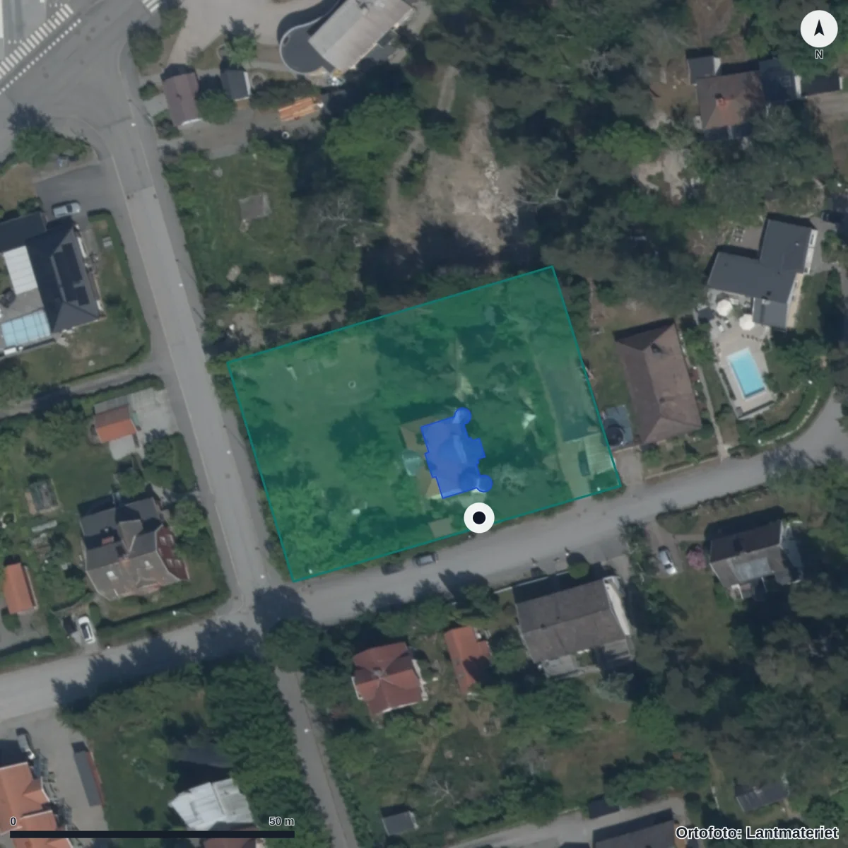 Flygbild över Flätan, ortofoto från Lantmäteriet