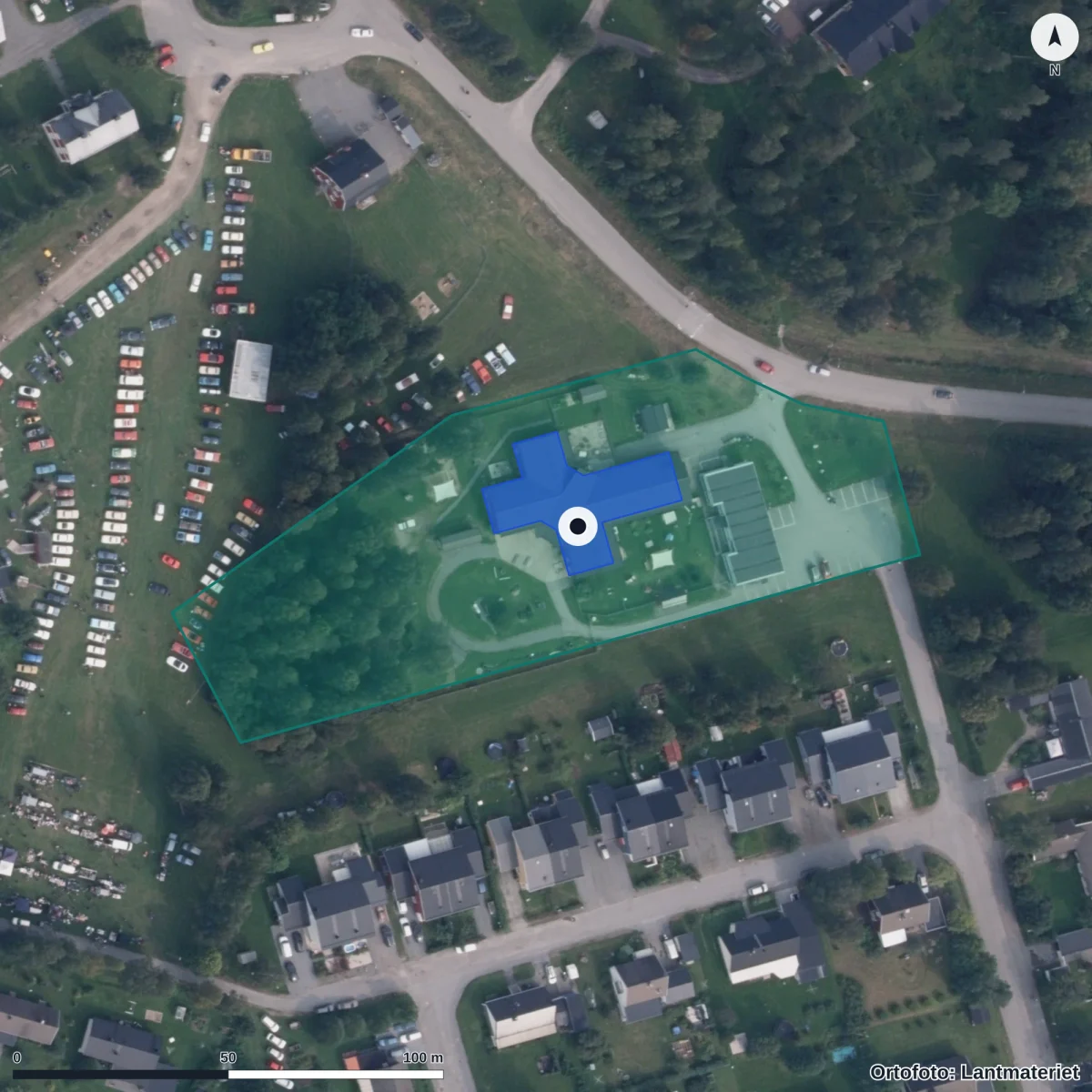 Aerial view of Förskolan Lägret, orthophoto from Lantmäteriet