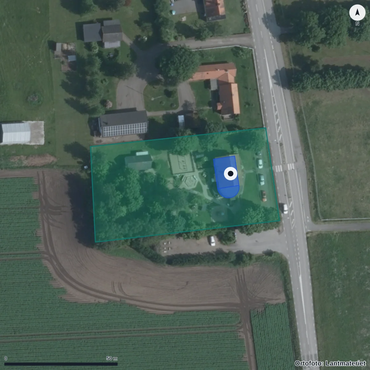 Aerial view of Förskolan Grävlingen, orthophoto from Lantmäteriet