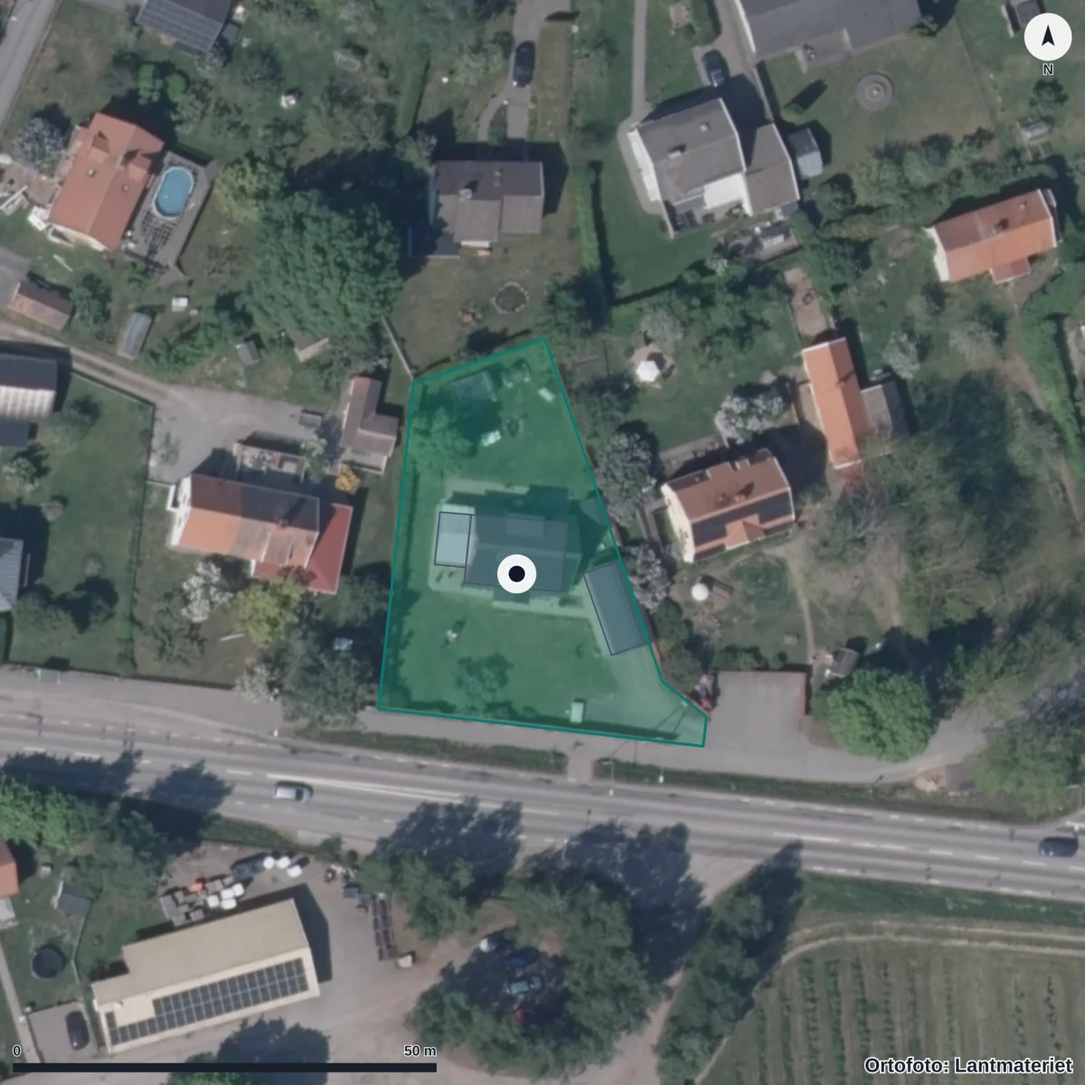 Aerial view of Waldorfförskolan Amanda, orthophoto from Lantmäteriet