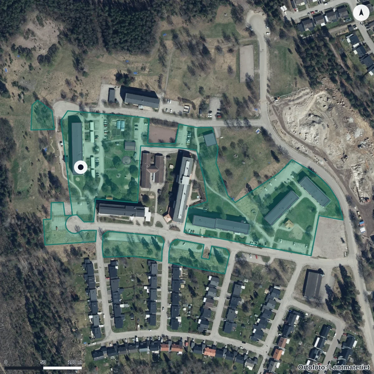Aerial view of Persfallets Förskola, orthophoto from Lantmäteriet