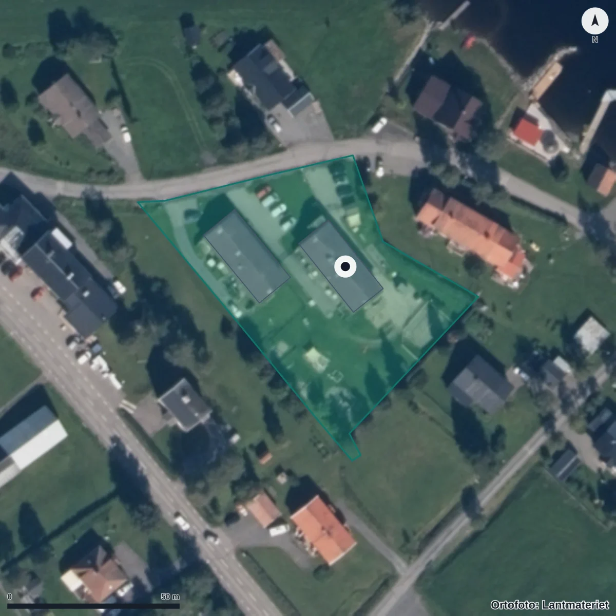 Aerial view of Storsjöodjurets Förskola, orthophoto from Lantmäteriet