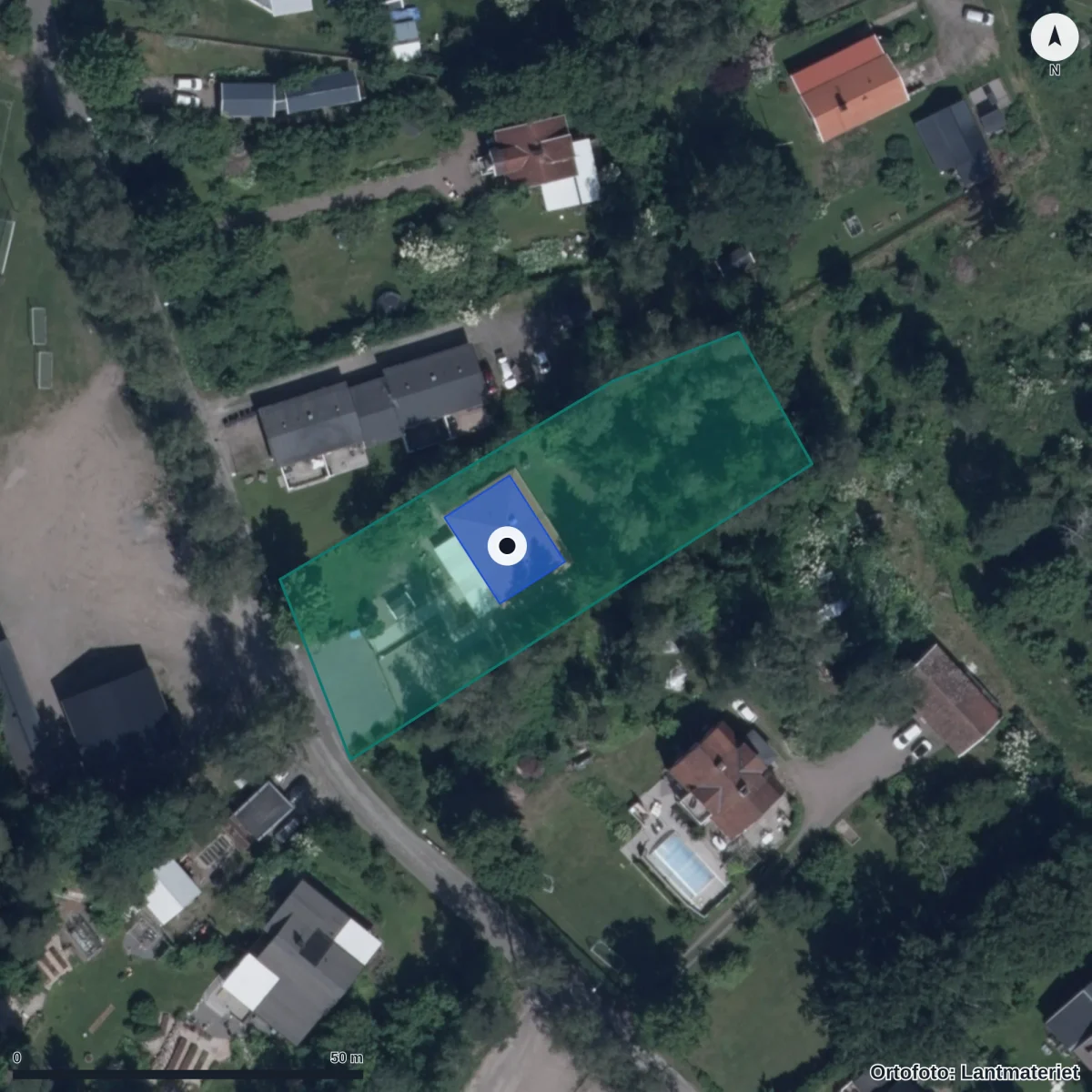 Aerial view of Lillskutt Förskola, orthophoto from Lantmäteriet