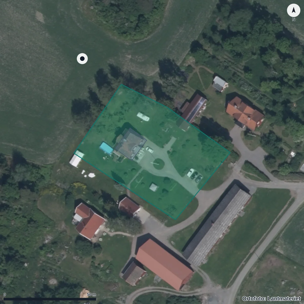 Flygbild över Dalby Hage Förskola, ortofoto från Lantmäteriet