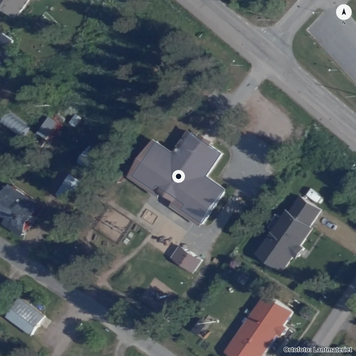 Aerial view of Snickarens Förskola, orthophoto from Lantmäteriet